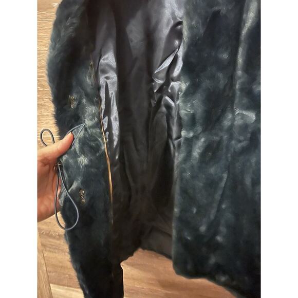 Vince Camuto Navy Blue faux fur long vest Sz Small - Picture 6 of 12